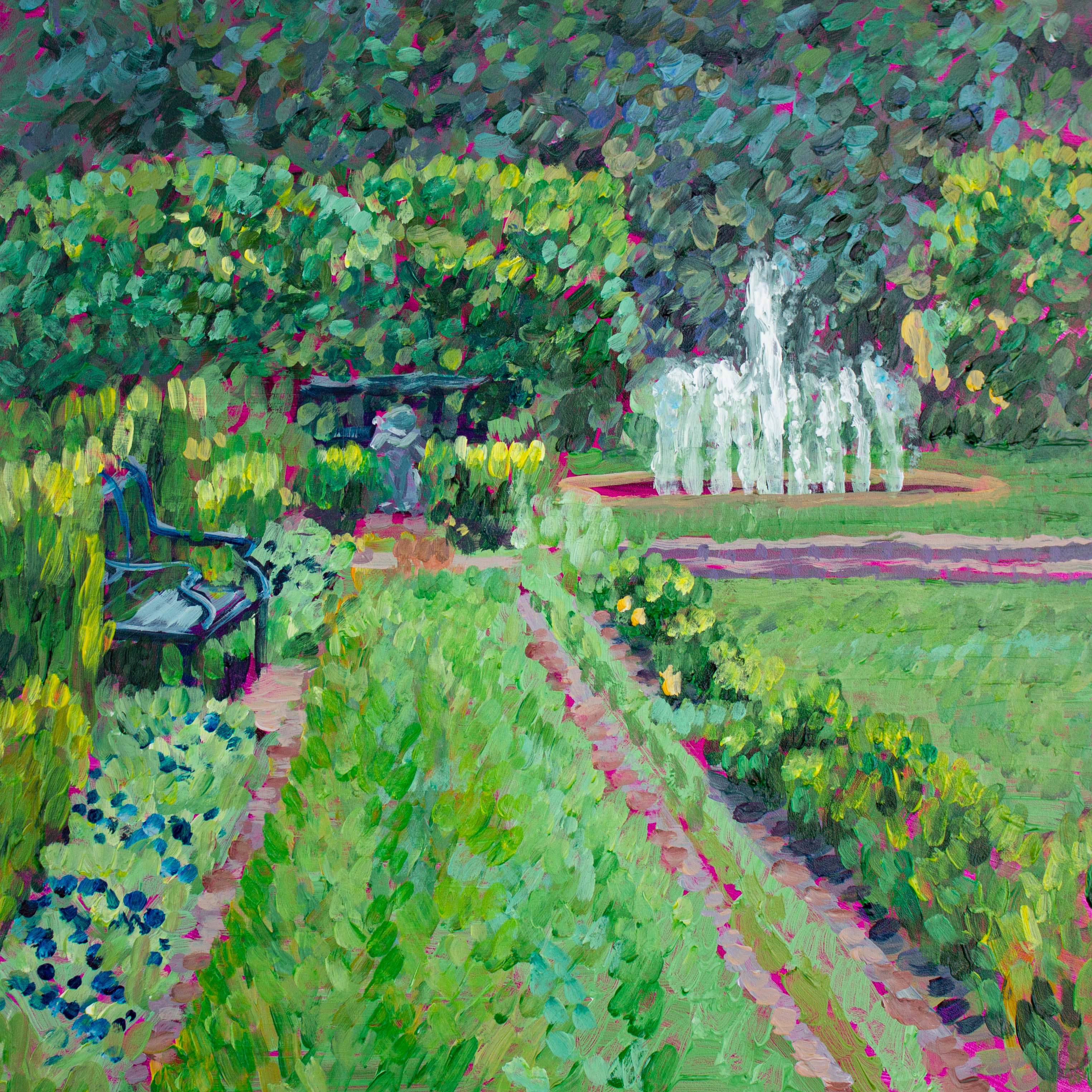 Bayou Bend Gardens Plein Air - This is a painting I made at the Bayou Bend Gardens. I absolutely loved how beautiful it was there and the shade was lovely for Plein air., Acrylic